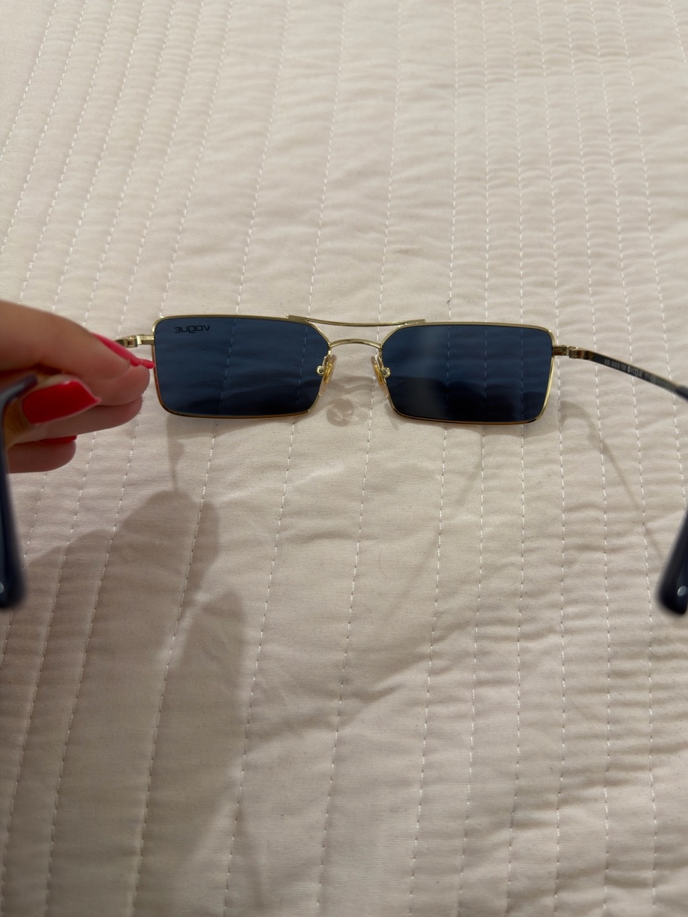 Vogue Women’s Gold Frame Sunglasses with Blue Lenses - Picture 3 of 3